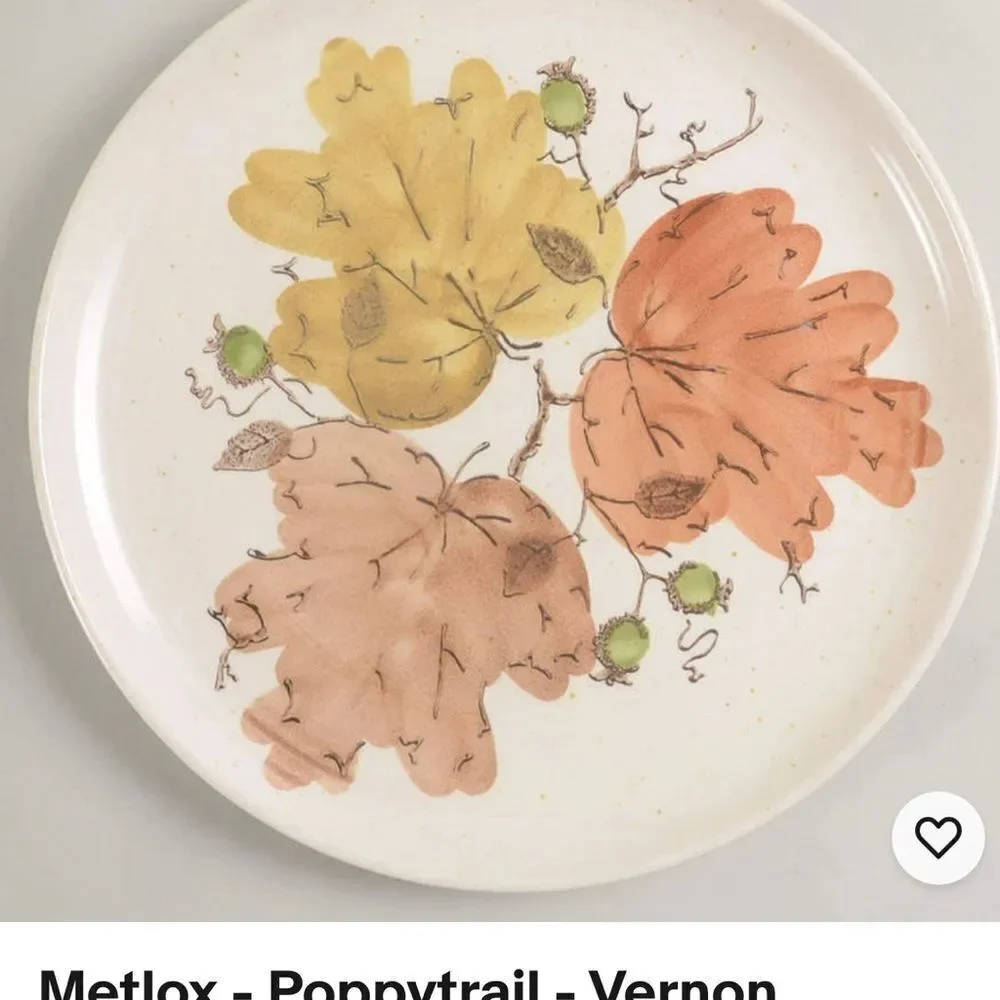 Poppytrail Woodland Gold Brown Orange Autumn Leaf Dinnerware Hand Decorated Set